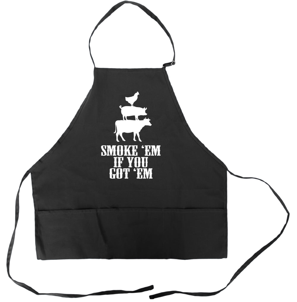 Funny BBQ Apron for Men Smoke Em If You Got Em Barbecue Grilling Aprons With Pockets Father's Day Gift Idea