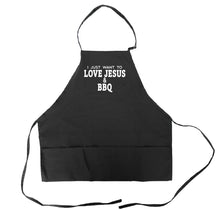 Funny Grill Apron for Men Love Jesus and BBQ Barbecue Grilling Aprons With Pockets Fathers Day Gift Idea