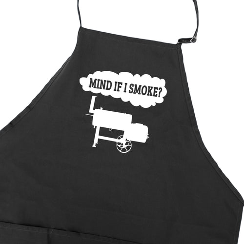 Funny BBQ Apron for Men Mind If I Smoke Offset Smoker Barbecue Grilling Aprons With Pockets Fathers Day Gift Idea
