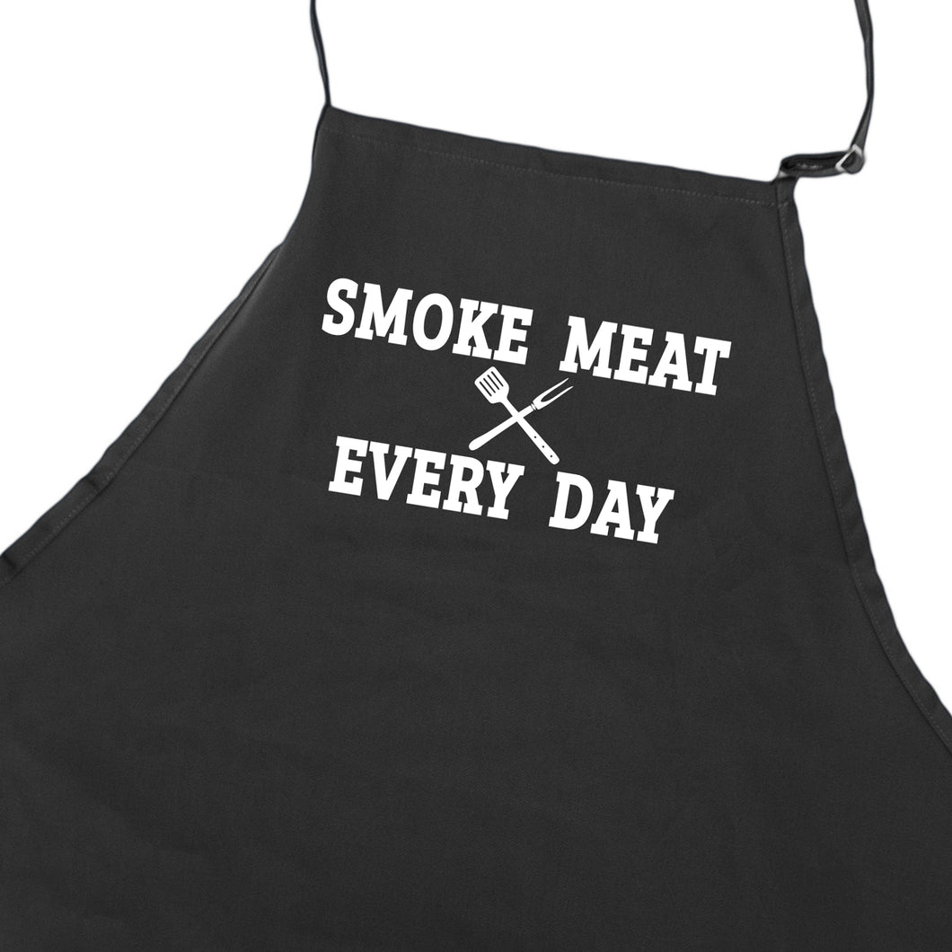 Funny BBQ Apron for Men Smoke Meat Every Day Barbecue Grilling Aprons With Pockets Fathers Day Gift Idea